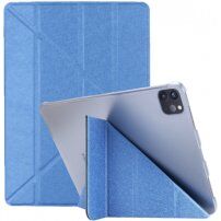 Selyem borító alvás funkcióval és origami állvánnyal - iPad Pro 12,9" (2018-2022) - sötét kék