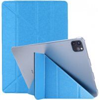 Selyem borító alvás funkcióval és origami állvánnyal - iPad Pro 12,9" (2018-2022) - kék