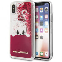 Karl Lagerfeld Peek and Boo Liquid Glitter tok iPhone X - piros