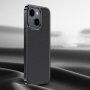 Bőr tok fémbevonatos kerettel - iPhone 14 - fekete