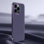 Bőr tok fémbevonatos kerettel - iPhone 13 Pro Max - lila