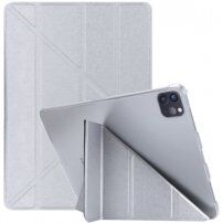 Selyem borító alvás funkcióval és origami állvánnyal - iPad Pro 12,9" (2018-2022) - ezüst