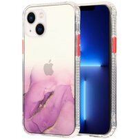 Tartós karcálló márvány mintás tok - iPhone 14 - lila