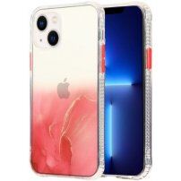Tartós karcálló márvány mintás tok - iPhone 14 - piros
