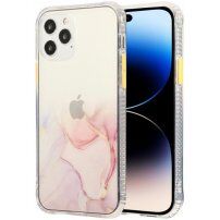 Tartós karcálló márvány mintás tok - iPhone 14 Pro Max - rózsaszín
