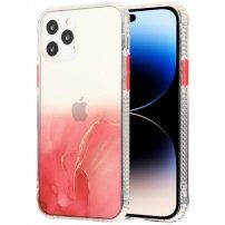 Tartós karcálló márvány mintás tok - iPhone 14 Pro Max - piros