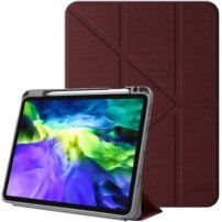 MUTURAL tok origami állvánnyal és tárolóhellyel - Apple Pencil - iPad 10,9" (2022) / 11" (2025) - borvörös