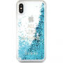 Guess Liquid Glitter hátsó tok iPhone X - kék
