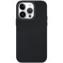Bőr tok fémbevonatos kerettel - iPhone 13 Pro Max - fekete