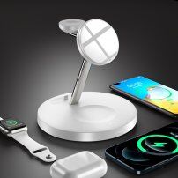3in1 mágneses töltőállvány éjszakai világítással - iPhone / Apple Watch / Airpods - fehér