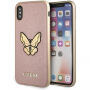 Guess Saffiano Butterfly tok iPhone X - rózsaszín-arany