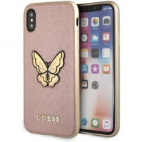 Guess Saffiano Butterfly tok iPhone X - rózsaszín-arany