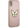 Guess Saffiano Butterfly tok iPhone X - rózsaszín-arany