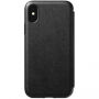 Nomad Folio Leather Case tok Apple iPhone XS / X - fekete