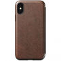 Nomad Folio Leather Tri-Fold tok Apple iPhone XS / X - barna