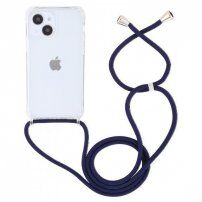 Átlátszó tok zsinórral - iPhone 15 Plus - sötétkék