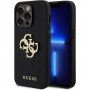 Guess Perforated 4G Glitter Metal Logo tok - iPhone 14 Pro Max - fekete
