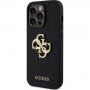 Guess Perforated 4G Glitter Metal Logo tok - iPhone 14 Pro Max - fekete
