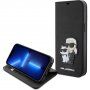 Karl Lagerfeld Saffiano Karl and Choupette NFT flip cover tok - iPhone 15 Plus - fekete