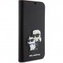 Karl Lagerfeld Saffiano Karl and Choupette NFT flip cover tok - iPhone 15 Plus - fekete