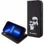 Karl Lagerfeld Saffiano Karl and Choupette NFT flip cover tok - iPhone 15 Pro - fekete