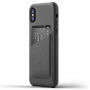 Mujjo Full Leather Wallet tok Apple iPhone X - szürke