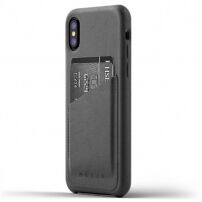 Mujjo Full Leather Wallet tok Apple iPhone X - szürke