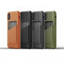 Mujjo Full Leather Wallet tok Apple iPhone X - szürke