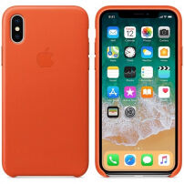 Eredeti Apple bőr tok iPhone X - élénk narancssárga