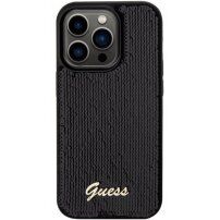 Guess Sequin Script Logo tok flitterekkel - iPhone 14 Pro Max - fekete