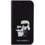 Karl Lagerfeld Saffiano Karl and Choupette NFT flip cover tok - iPhone 15 Plus - fekete