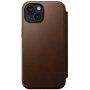 Nomad Modern Leather Folio flip cover tok MagSafe-vel - iPhone 15 - barna
