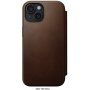 Nomad Modern Leather Folio flip cover tok MagSafe-vel - iPhone 15 - barna