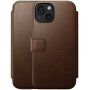 Nomad Modern Leather Folio flip cover tok MagSafe-vel - iPhone 15 - barna