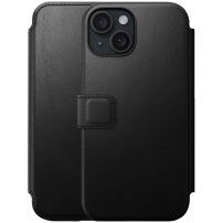 Nomad Modern Leather Folio flip cover tok MagSafe-vel - iPhone 15 Plus - fekete