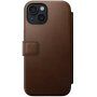 Nomad Modern Leather Folio flip cover tok MagSafe-vel - iPhone 15 Plus - barna