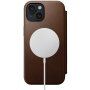 Nomad Modern Leather Folio flip cover tok MagSafe-vel - iPhone 15 Plus - barna