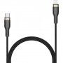 FIXED textil bevonatú töltő- és adatkábel PD 60W USB-C / Lightning - MFi iPhone / iPad / iPod / AirPods készülékhez - 2 m - fekete