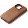 Mujjo Full Leather Wallet bőr tok kártyatároló zsebbel - iPhone 15 Pro Max - barna