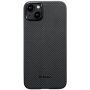 Pitaka MagEZ 4 600D szénszál mintás tok - iPhone 15 Plus - szürke