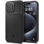 Spigen Optik Armor MagFit tartós tok csúsztatható kamerafedéllel és MagSafe-vel - iPhone 15 Pro Max - fekete