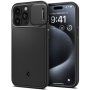Spigen Optik Armor MagFit tartós tok csúsztatható kamerafedéllel és MagSafe-vel - iPhone 15 Pro Max - fekete