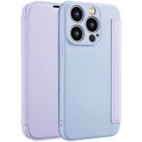 Szilikon és PU műbőr pénztárca tok - iPhone 15 Pro - lila