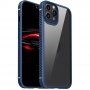 Ütésálló átlátszó tok szénszálas textúrával - iPhone 11 Pro Max - kék