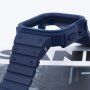 Tartós szilikon tok mágneses szíjjal Apple Watch 41mm / 40mm-es órához - sötétkék
