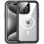 Ütésálló, vízálló tok MagSafe funkcióval iPhone 15 Pro Max készülékhez - fekete