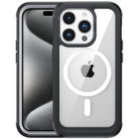 Ütésálló tok megerősített sarkokkal és MagSafe funkcióval iPhone 15 Pro Max készülékhez - fekete
