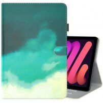 Tok kártyatároló hellyel - akvarell mintás - iPad mini 6 / mini 7 - petróleum zöld