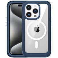 Ütésálló tok megerősített sarkokkal és MagSafe funkcióval iPhone 15 Pro készülékhez - kék