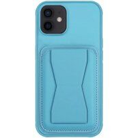 Bőrtok kártyatartóval és kihajtható fedőlappal iPhone 12 / 12 Pro készülékhez - kék